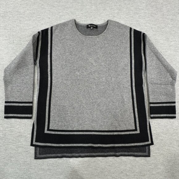 2 Sisters Sweater Womens S/M Dolman Split Hem Crew Neck Long Sleeve Black Gray - Picture 3 of 12